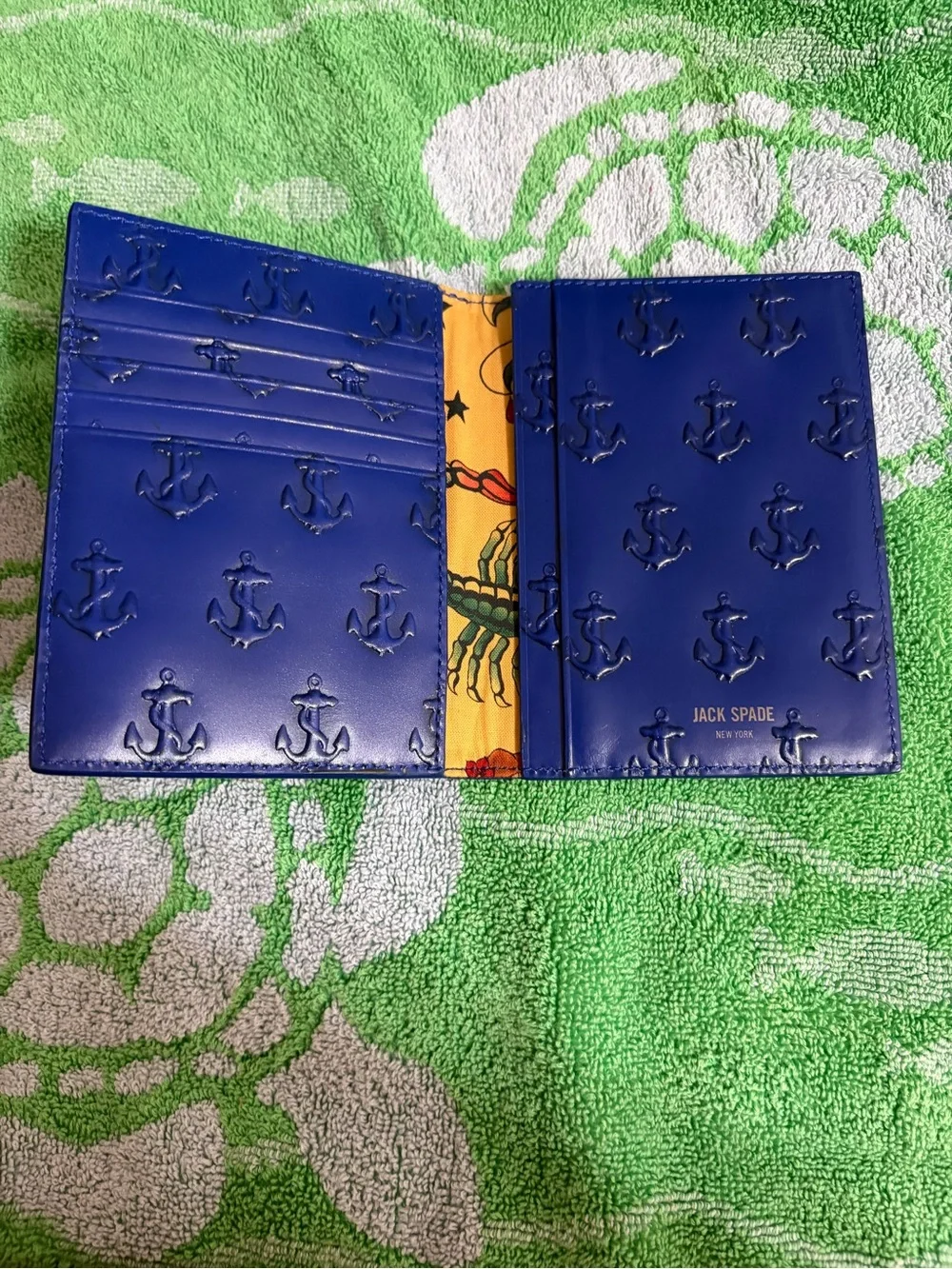 Jack Spade Blue Embossed Anchor Card Holder